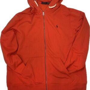 NWOT Polo by Ralph Lauren Orange Zip-Up Hoodie with Embroidered Pony XXL